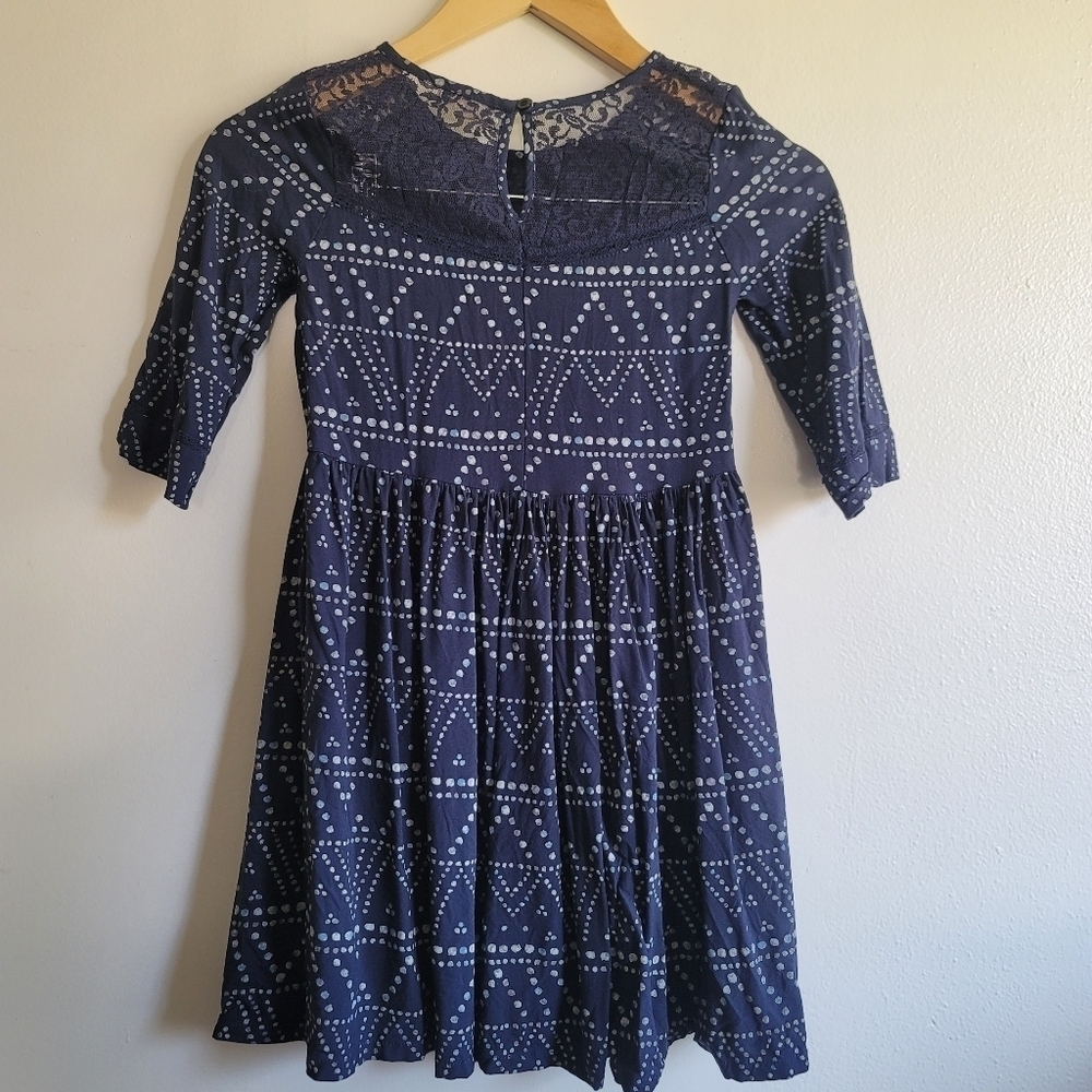 Tucker + Tate, Girls Navy and Grey Geo Print Dress, Size Small (7/8) - Picture 2 of 6